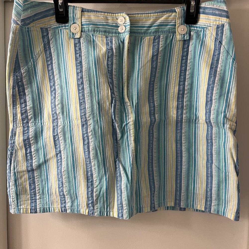 Fashion Bug Blue, Aqua & Yellow Striped Skort